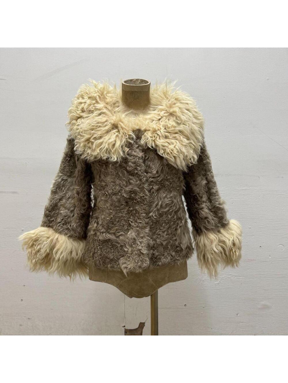 Y2K Vintage Mongolian Lamb Wool Mod Statement Jacket